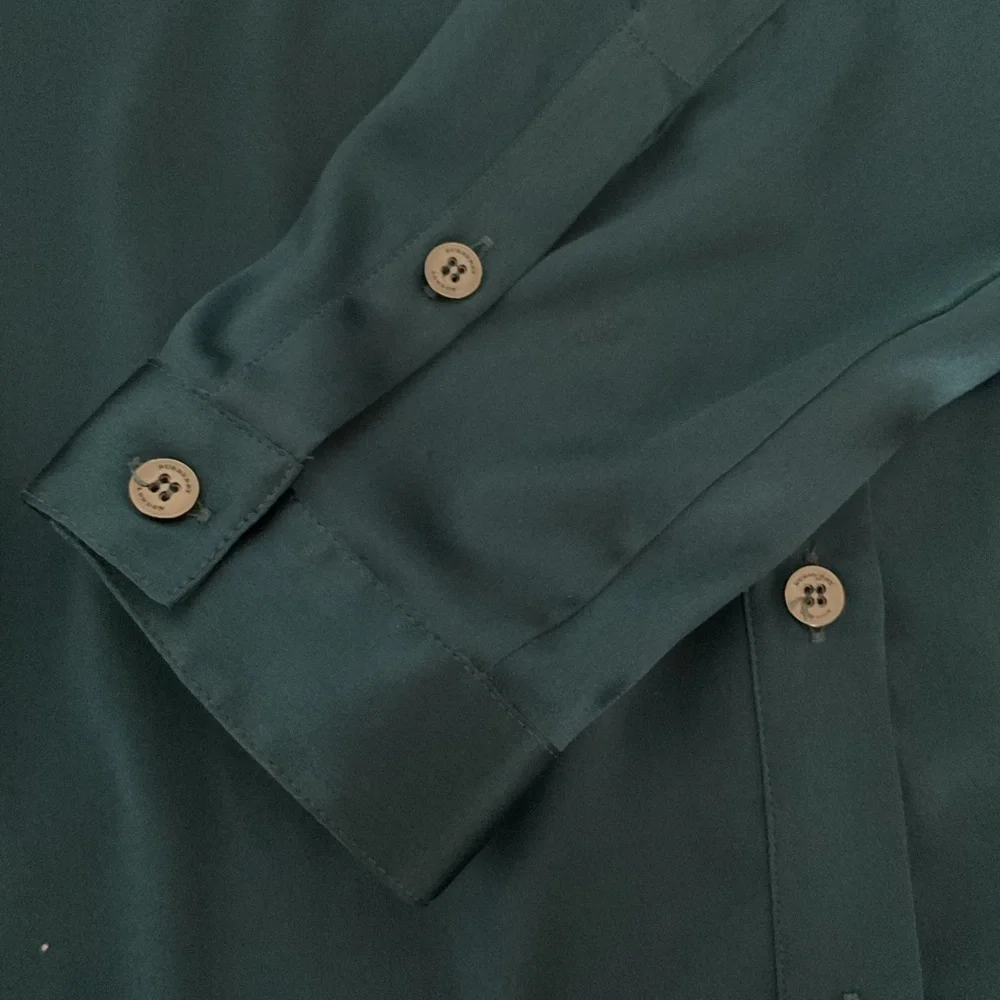 Burberry of London Deep Teal Button Down Blouse Size 12 - Picture 4 of 11